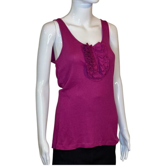 Loft Ann Taylor Women's Size L Sleeveless Tank Top Purple Magenta Ruffle Front - Picture 4 of 15